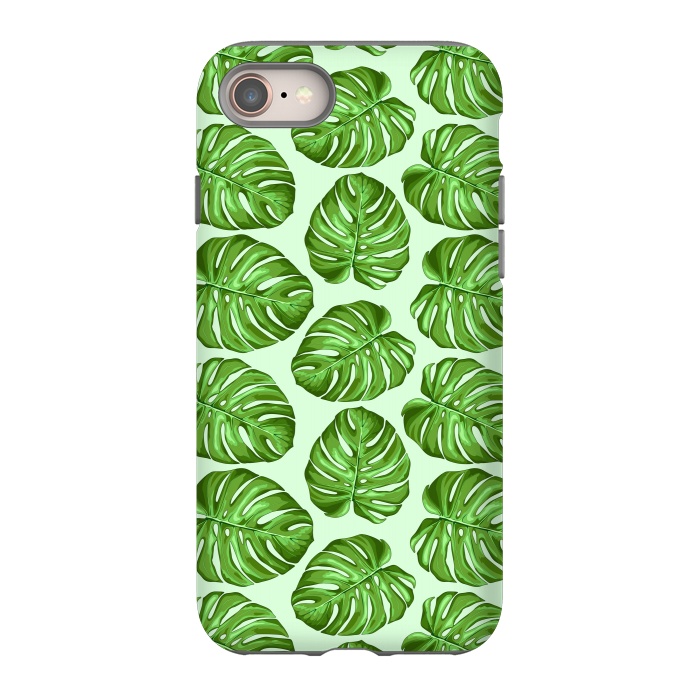 iPhone 8 StrongFit Monstera Tropical Leaves Seamless Textile Patten  by BluedarkArt