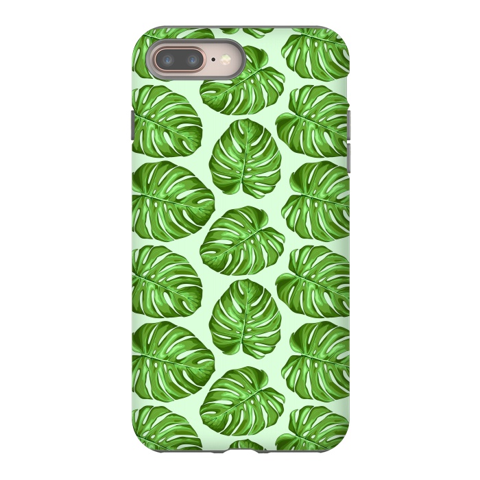 iPhone 8 plus StrongFit Monstera Tropical Leaves Seamless Textile Patten  by BluedarkArt