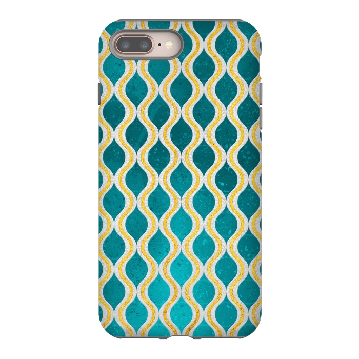 iPhone 8 plus StrongFit Gold - Turquoise pattern I by Art Design Works