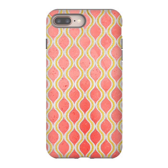 iPhone 8 plus StrongFit Gold - Living Coral Pattern I by Art Design Works