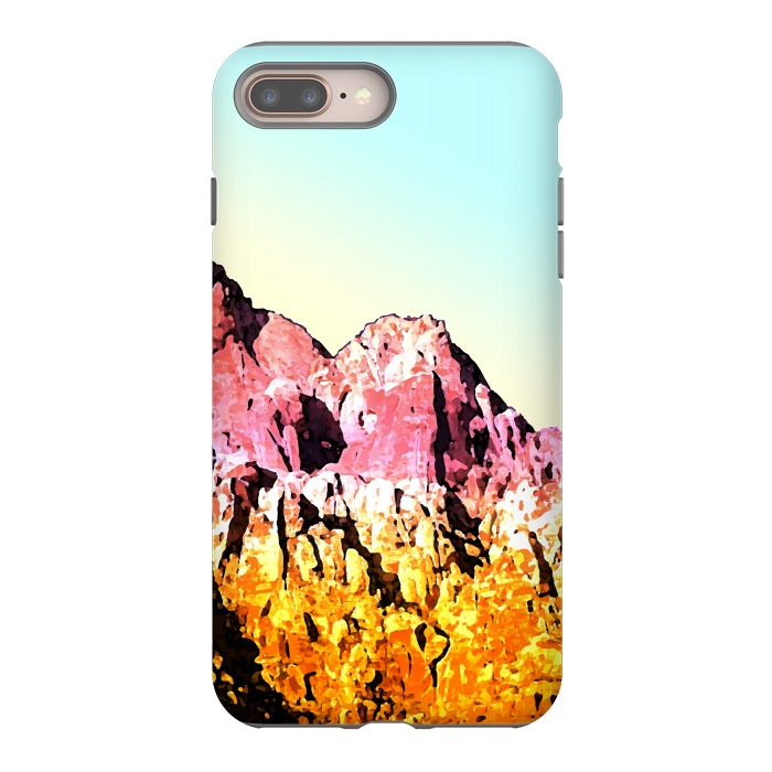 iPhone 8 plus StrongFit Gold and Pink Mountain by Creativeaxle