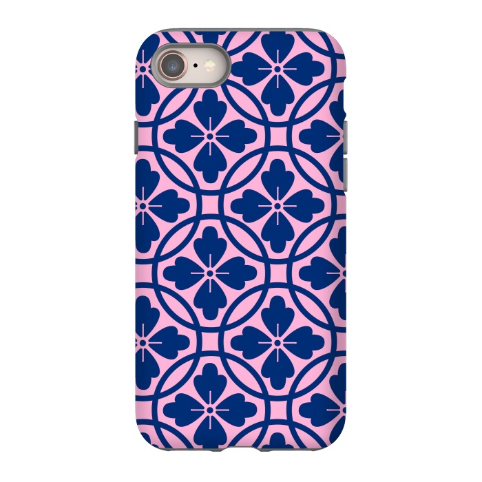 iPhone 8 StrongFit blue pink floral pattern 2 by MALLIKA