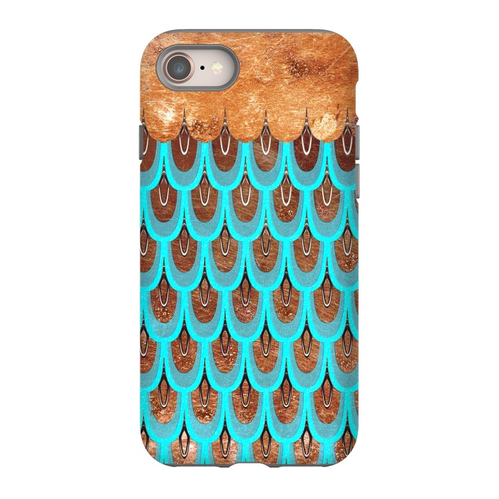 iPhone 8 StrongFit Copper and Teal Mermaid Scales by  Utart
