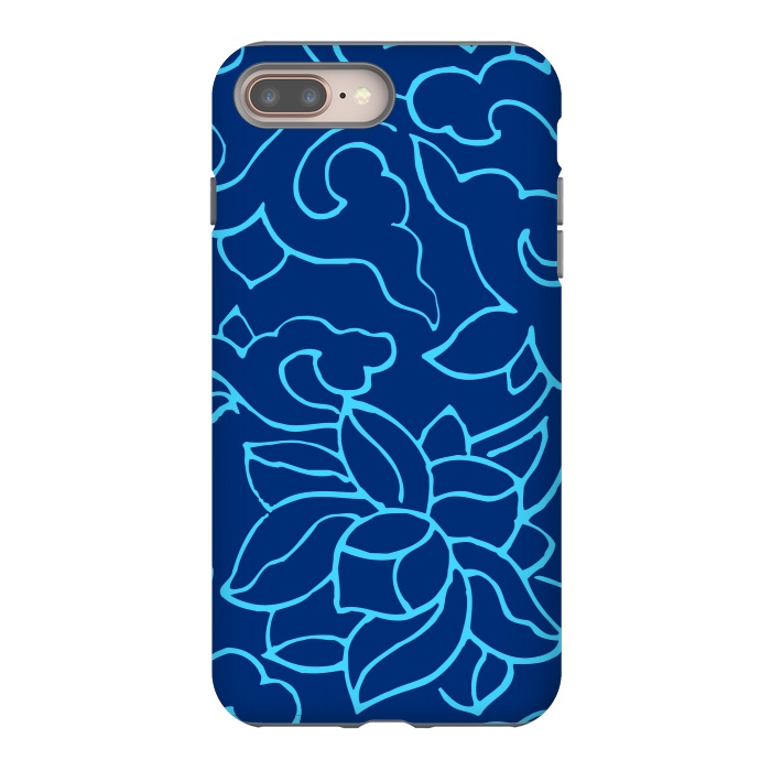 iPhone 8 plus StrongFit BLUE FLORAL PATTERN 3 by MALLIKA