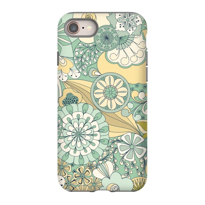 iPhone 8 StrongFit Flowers, Flowers Everywhere - Cream and Mint by Paula Ohreen