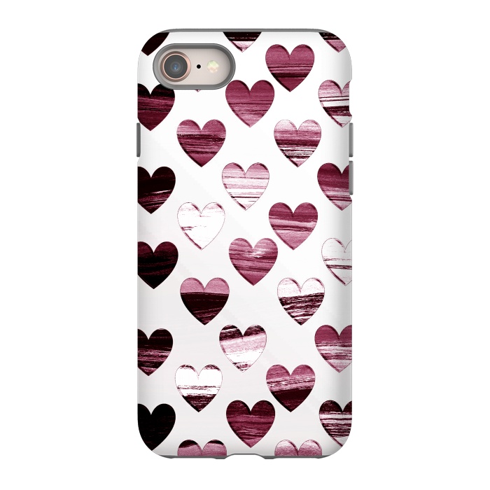 iPhone 8 StrongFit Cherry wine brushed painted hearts by Oana 
