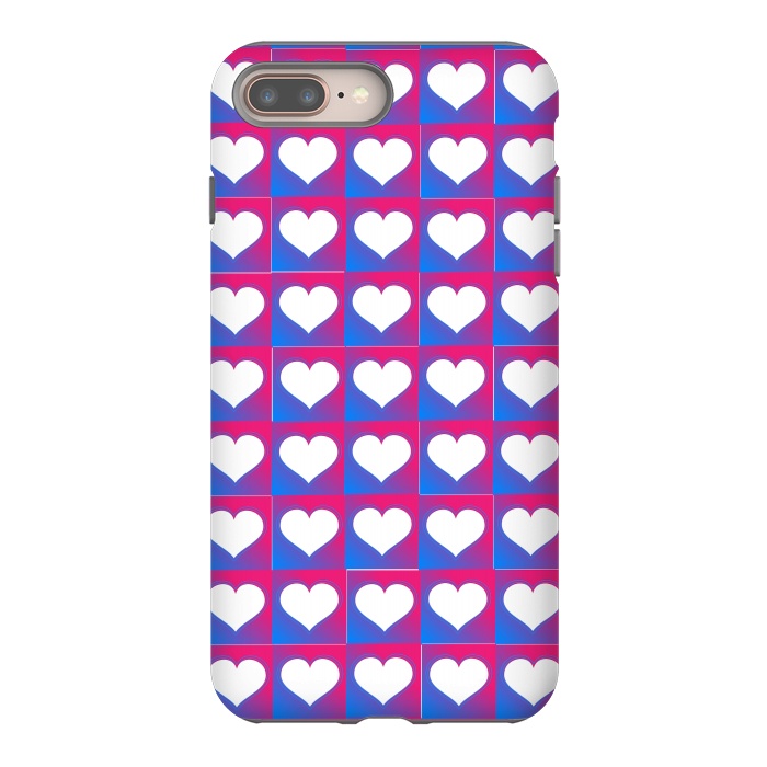 iPhone 8 plus StrongFit hearts pattern blue pink by MALLIKA