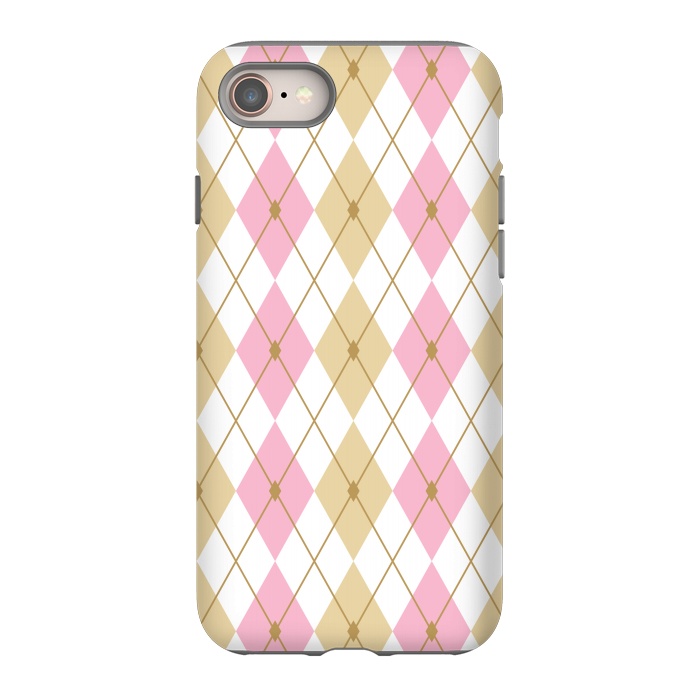 iPhone 8 StrongFit Light Brown & Light Pink Rhombus by Bledi