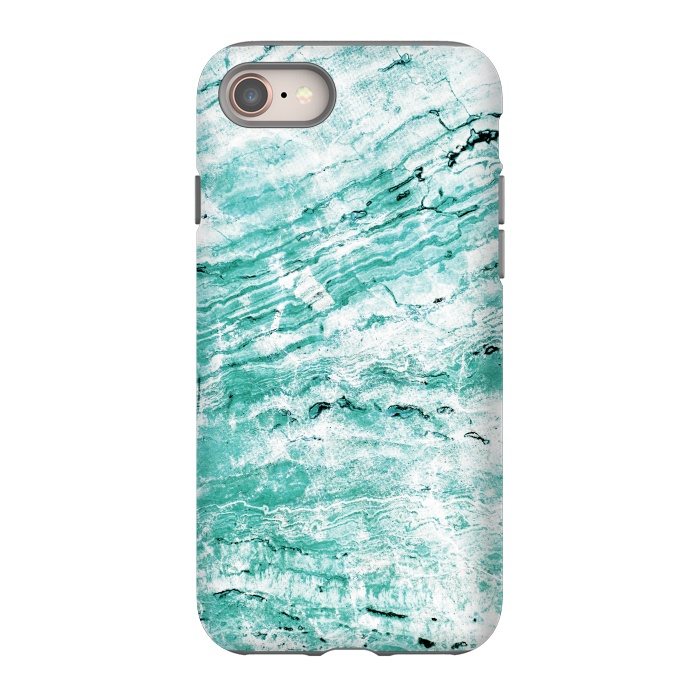 iPhone 8 StrongFit Turquoise marble waves by Oana 