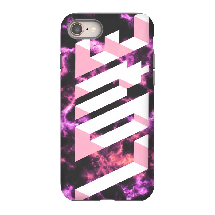iPhone 8 StrongFit Love - 3D pink typography on magenta dark marble by Oana 