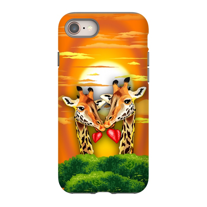 iPhone 8 StrongFit Giraffes in Love in Wild African Savanna Valentine's Day by BluedarkArt