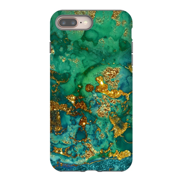 iPhone 8 plus StrongFit Green Summer Marble with Gold Veins by  Utart