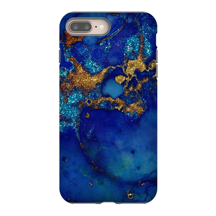 iPhone 8 plus StrongFit Ocean Blue and gold Marble  by  Utart