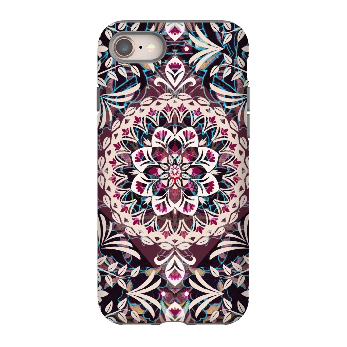 iPhone 8 StrongFit Folk floral foliage mandala  by Oana 