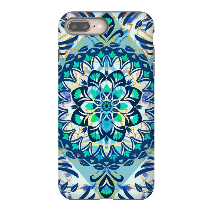 iPhone 8 plus StrongFit Turquoise ethnic floral mandala by Oana 