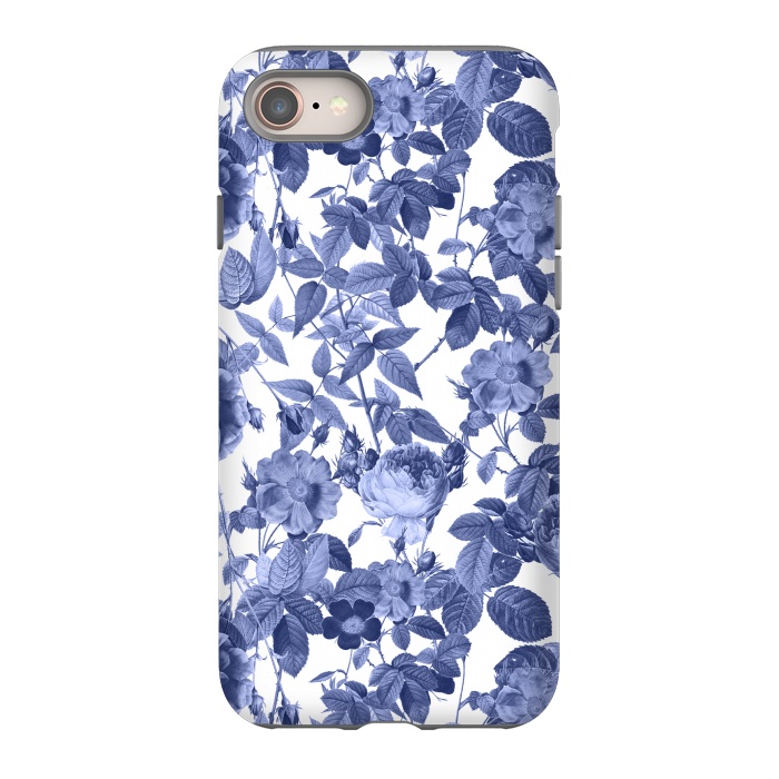 iPhone 8 StrongFit Chinoiserie Blue Rose Garden - Vintage Roses by  Utart
