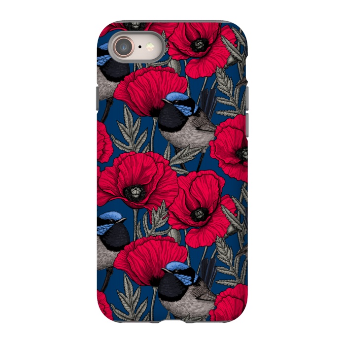 iPhone 8 StrongFit Fairy wren and poppies by Katerina Kirilova