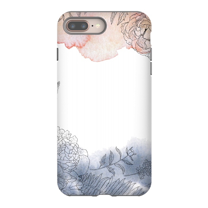 iPhone 8 plus StrongFit Blush and Blue Ink and Florals  by  Utart