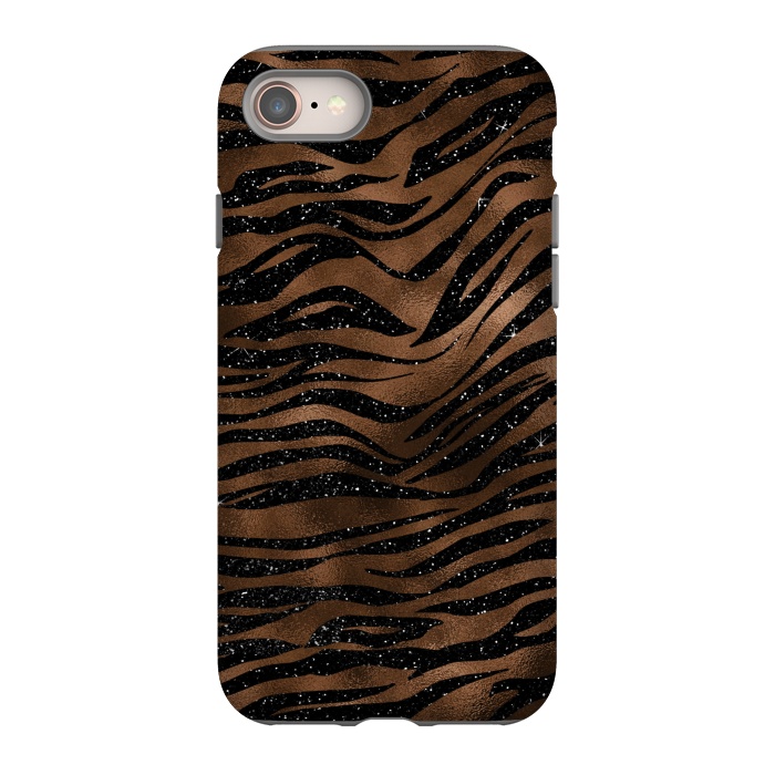 iPhone 8 StrongFit Jungle Journey - Copper Safari Tiger Skin Pattern  by  Utart