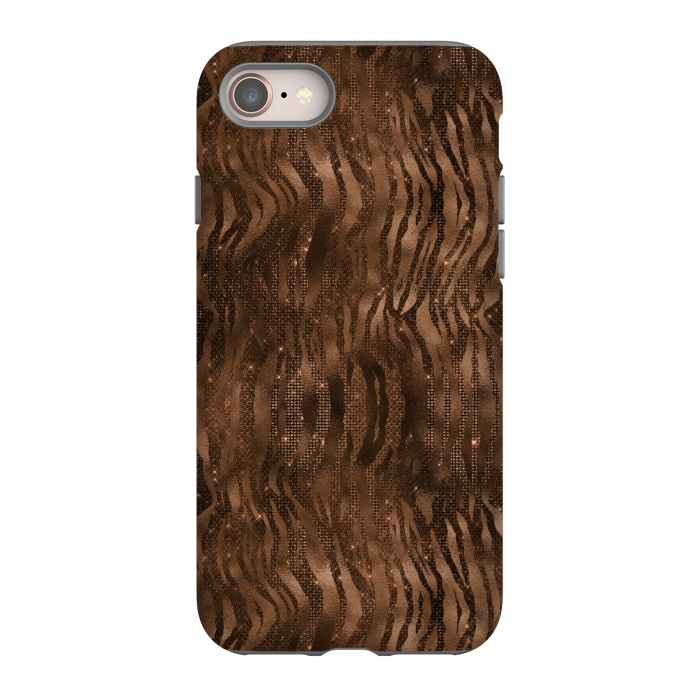 iPhone 8 StrongFit Jungle Journey - Copper Safari Tiger Skin Pattern 3 by  Utart