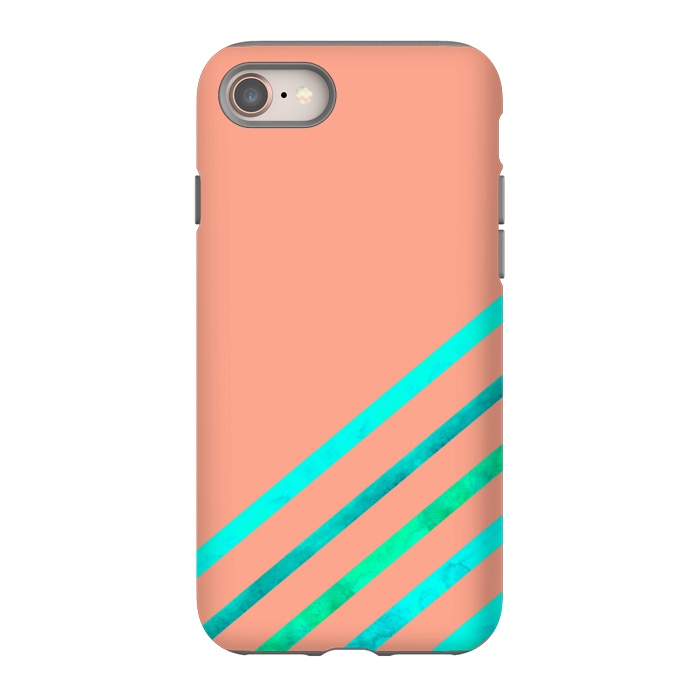 iPhone 8 StrongFit Peach Stripes by Amaya Brydon