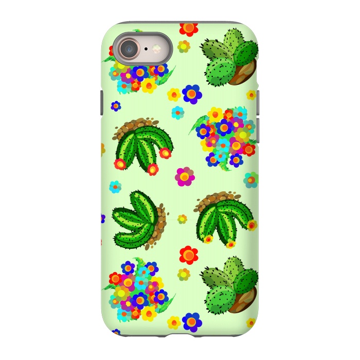 iPhone 8 StrongFit Succulents, Cactus and Flowers Doodles Greenery  by BluedarkArt