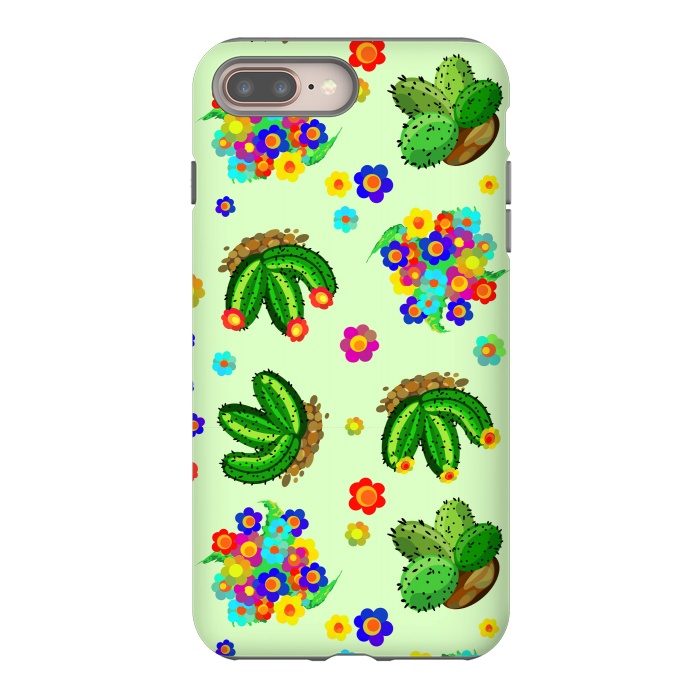 iPhone 8 plus StrongFit Succulents, Cactus and Flowers Doodles Greenery  by BluedarkArt