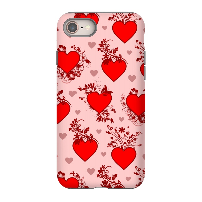 iPhone 8 StrongFit Valentine's Day Vintage Floral Hearts by BluedarkArt