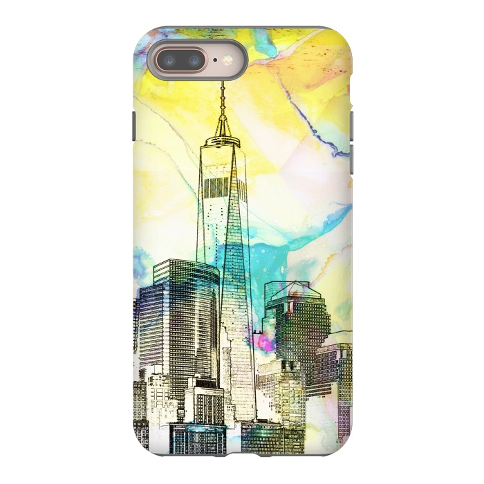 iPhone 8 plus StrongFit New york skyline cityscape travel sketch by Oana 