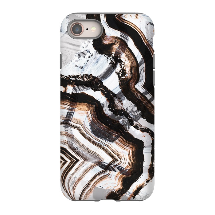 iPhone 8 StrongFit Agate marble brown brushtroke stripes by Oana 