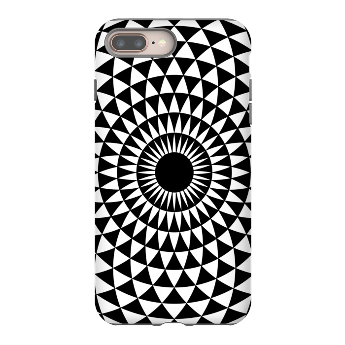 iPhone 8 plus StrongFit 3d illusion mandala geometric black triangle patterns  by Josie