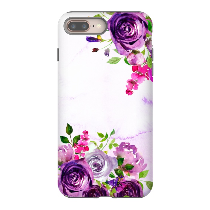 iPhone 8 plus StrongFit Hand drawn purple and pink florals by  Utart