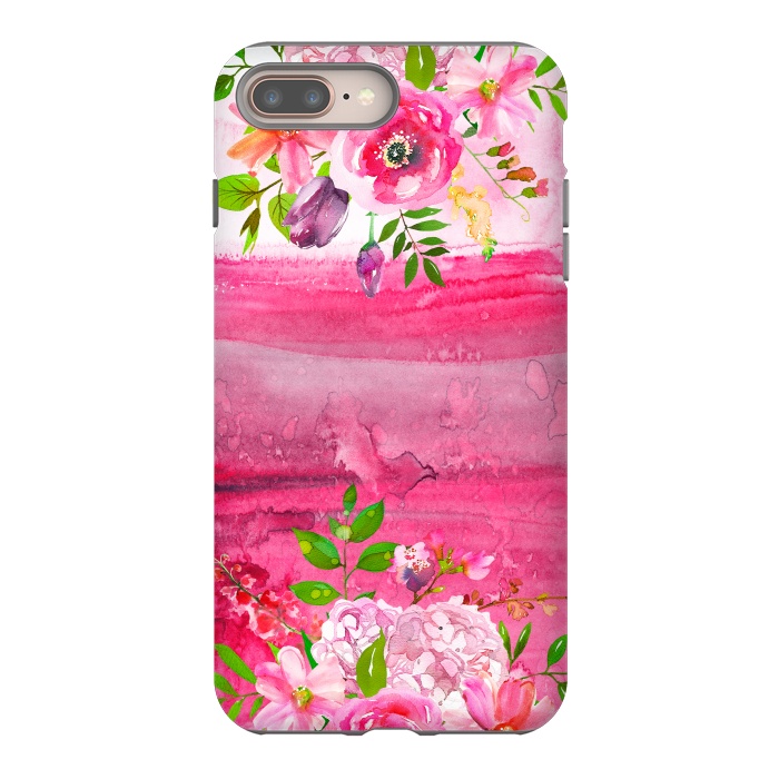 iPhone 8 plus StrongFit Pink watercolor florals by  Utart