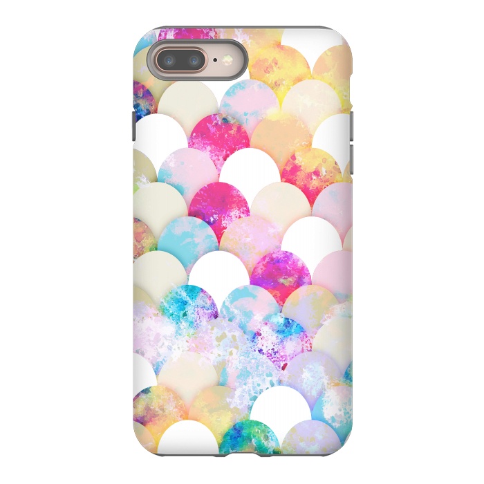 iPhone 8 plus StrongFit Colorful watercolor splattered seashells pattern by Oana 