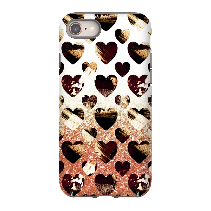 iPhone 8 StrongFit Golden animal print spotted hearts by Oana 