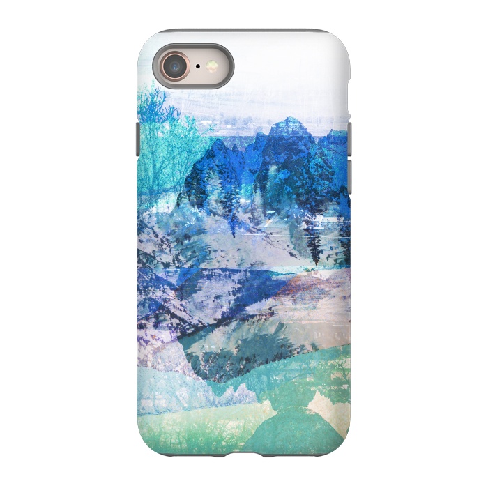iPhone 8 StrongFit Blue turquoise painted mountain landscape by Oana 
