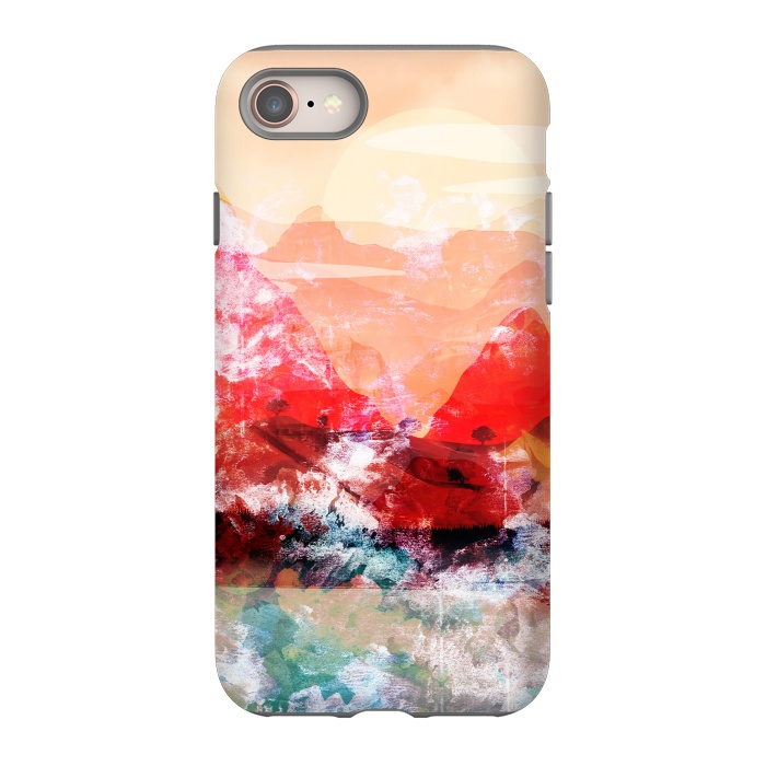 iPhone 8 StrongFit Peach read painted mountain landscape by Oana 