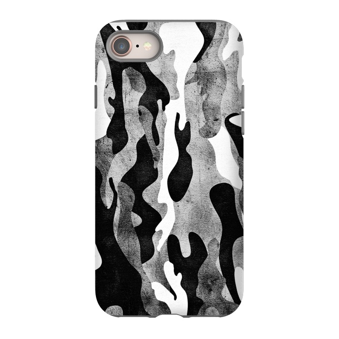 iPhone 8 StrongFit Metallic black and white camo pattern by Oana 