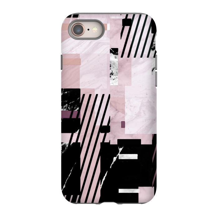 iPhone 8 StrongFit Modern geometric blush pink marble tiles by Oana 