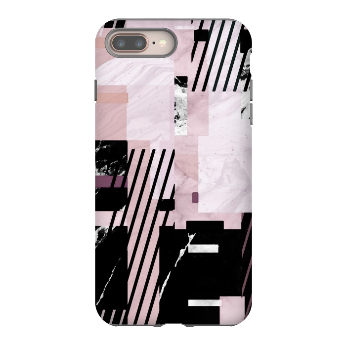 iPhone 8 plus StrongFit Modern geometric blush pink marble tiles by Oana 