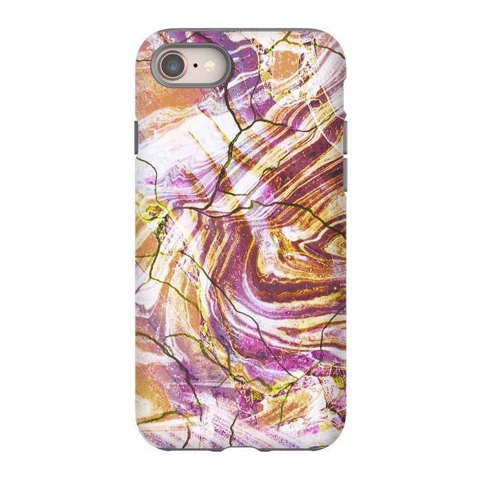 iPhone 8 StrongFit Brushed gold pink marble art by Oana 