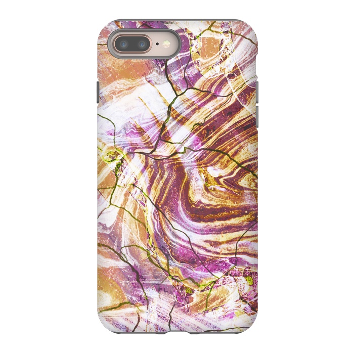 iPhone 8 plus StrongFit Brushed gold pink marble art by Oana 