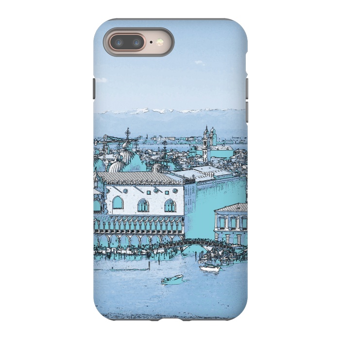iPhone 8 plus StrongFit Blue watercolor painted Venice, Italy by Oana 