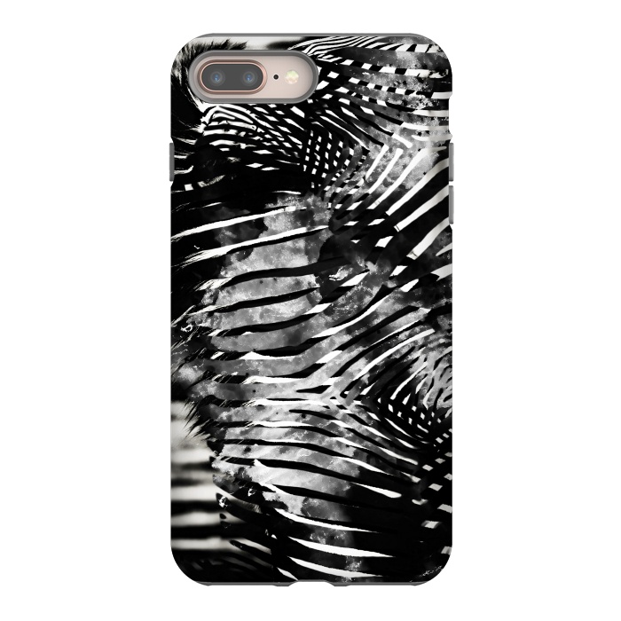iPhone 8 plus StrongFit Zebra stripes black and white ink animal print by Oana 