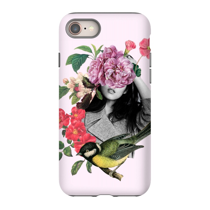 iPhone 8 StrongFit Floral Girl & Bird by MARCOS COELHO