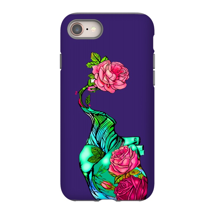 iPhone 8 StrongFit Heart floral design colorful pink roses peonies by Josie