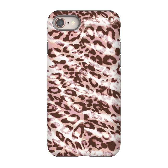 iPhone 8 StrongFit brushed pink grungy leopard print spots by Oana 