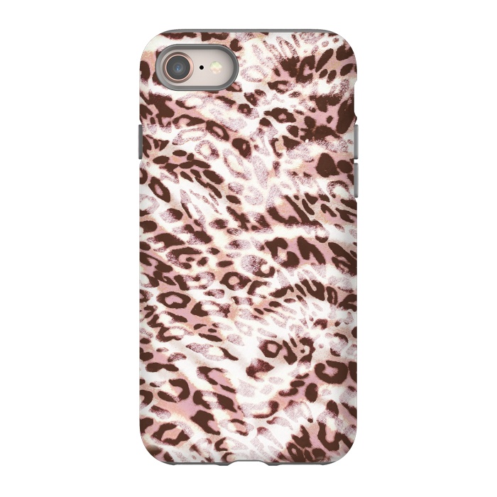 iPhone 8 StrongFit Blush pink leopard print and zebra stripes by Oana 