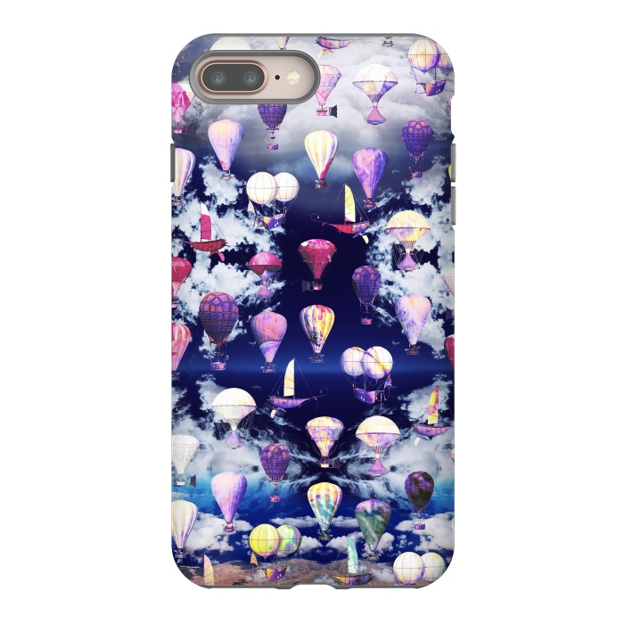 iPhone 8 plus StrongFit Colorful air balloons and fluffy clouds by Oana 