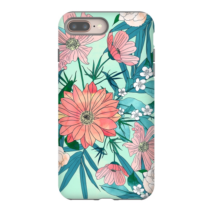 iPhone 8 plus StrongFit Boho chic spring garden flowers illustration by InovArts